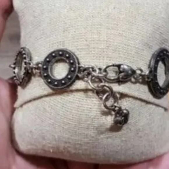 BRIGHTON Townsend Bracelet Open Circles Links Crystals Reversible RETIRED 7-8" - Picture 3 of 7